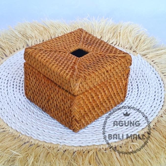 Jual BEBAS ONGKIR - tempat tissue rotan | kotak tisu | square rattan ...