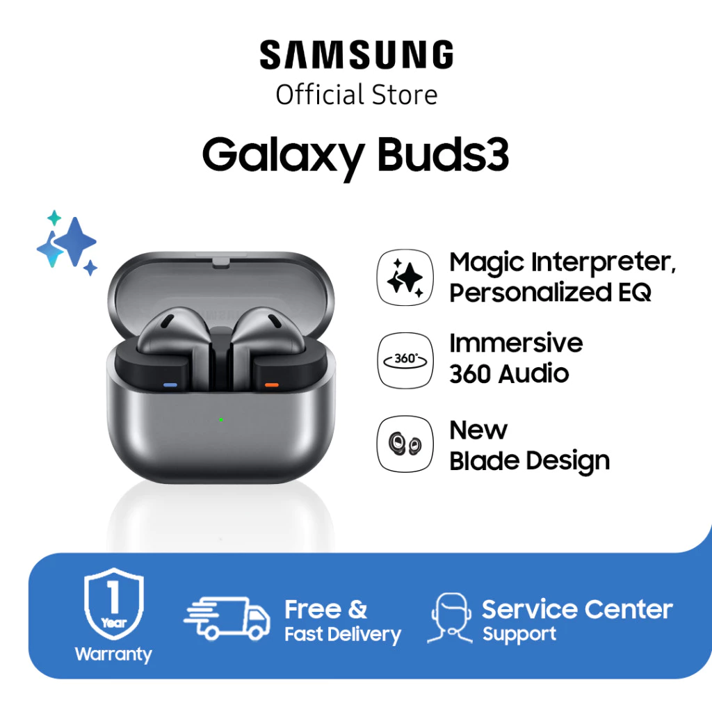 Samsung Galaxy Buds3 - Silver, Bluetooth Earbuds, Adaptive Noise Control, Hi-Fi Sound, 360 Audio