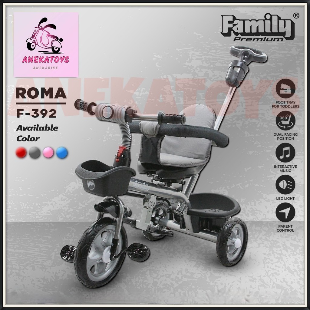 Jual Sepeda Roda Tiga Anak Family Roma F392 Stir Dorongan Pengaman (jok ...