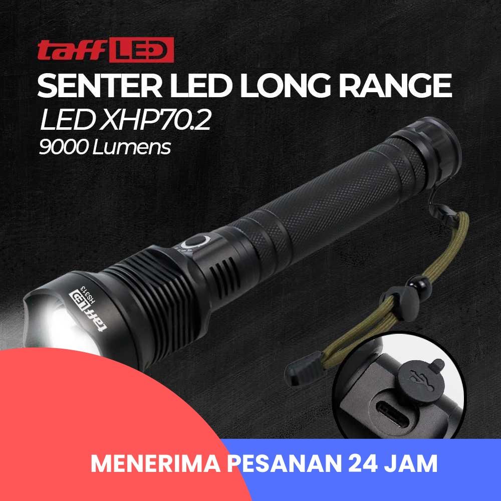 Jual Senter TaffLED Senter LED Long Range Zoom USB Recharge XHP70.2 ...