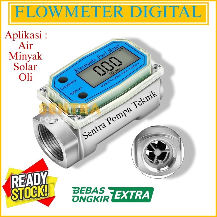Jual Cuci Gudang Digital Flow Meter Turbine 1 Inch Flow Meter Air/Solar ...