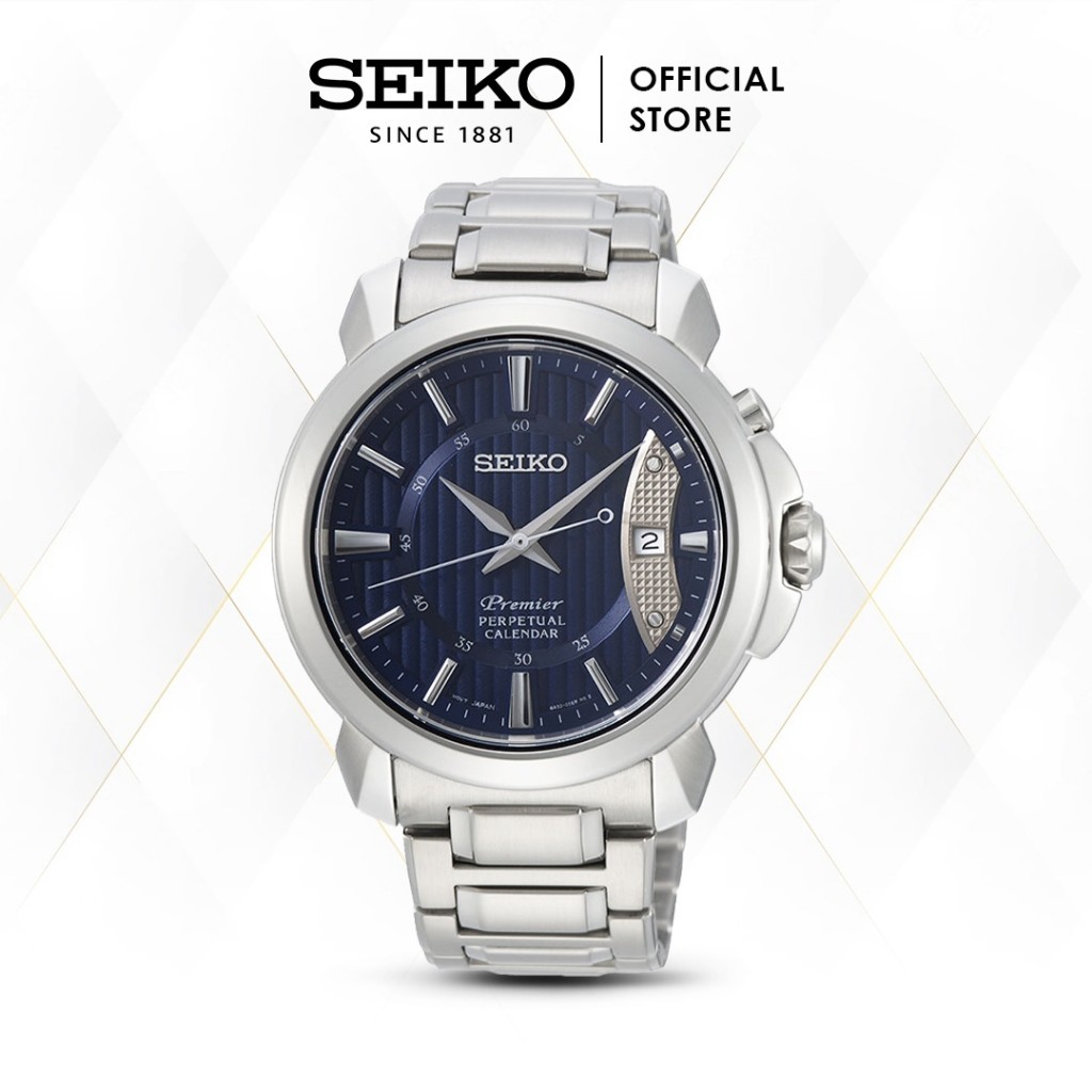 Jual Jam Tangan Pria Seiko Premier Quartz Perpetual Calendar Blue SNQ157P1 Original Shopee Indonesia