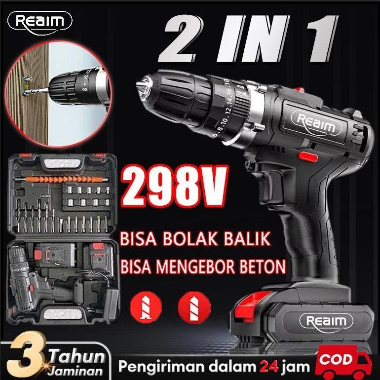 Jual REAlM Bor Listrik Bor Listrik Tanpa Kabel Mesin Bor Listrik