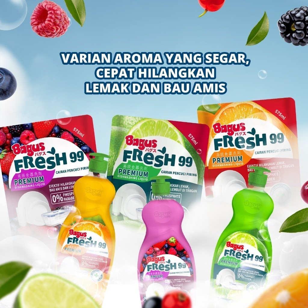 Jual Bagus Fresh 99 Premium Anti Bacterial Dish Washing Liquid Botol ...