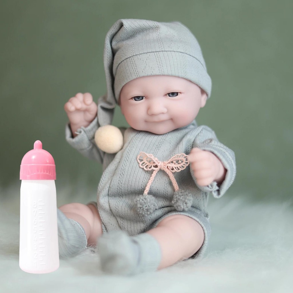 Jual 11inches 28cm realistic baby born dolls with bottle xmas hat