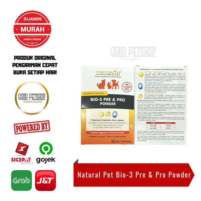 Jual BEBAS ONGKIR - Natural pet bio 3 pre & pro powder digestive ...