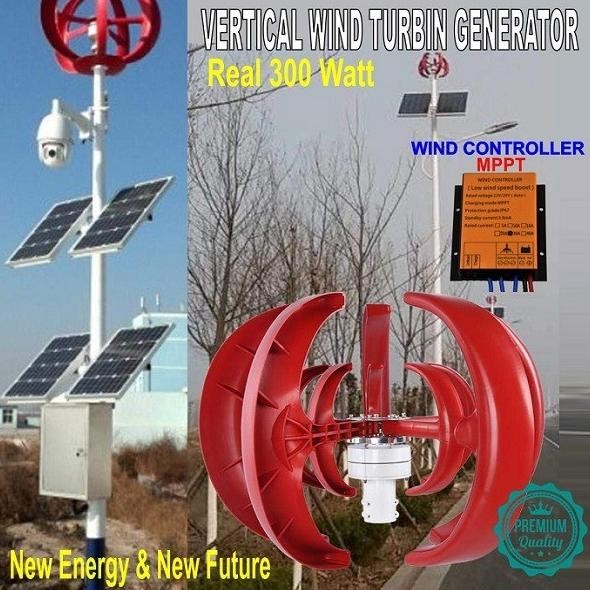 Jual PLTB Generator Wind Turbine Vertical 300W Turbin Angin / Turbin ...