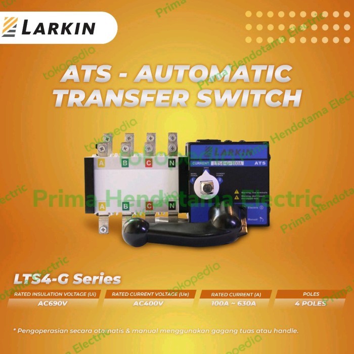 Jual ATS Larkin LTS4-G 400A/4P 400A 4 Pole COS Motorized Larkin ...