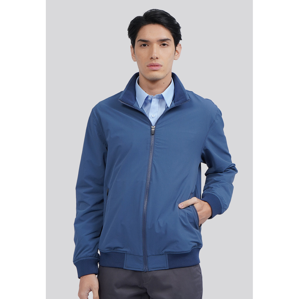 Jual Executive 4-Way Stretch High Collar Jacket Dusty Blue | Shopee ...