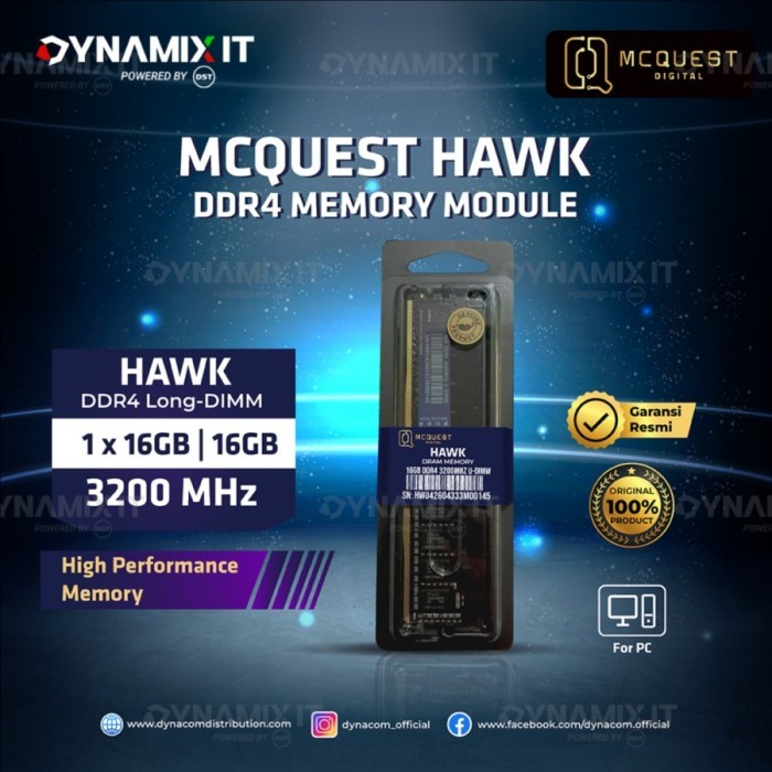 Jual MCQUEST HAWK 16GB DDR4 3200MHz RAM Memory Module | Shopee Indonesia