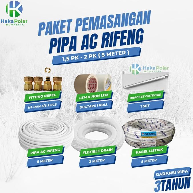 Jual new paket material pipa ac rifeng 1,5 pk - 2 pk (5 meter) | Shopee ...