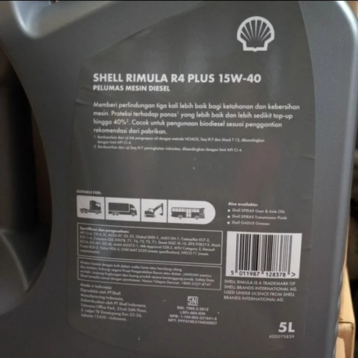 Jual SHELL RIMULA R4 PLUS ISI 5 L | Shopee Indonesia