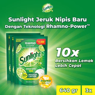 SUNLIGHT SABUN CUCI PIRING JERUK NIPIS REFILL 640GR x3