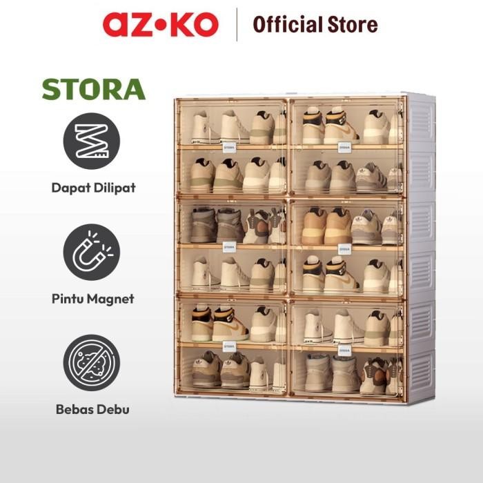 Jual Azko Stora Lemari Sepatu Lipat 12 Tingkat - Putih Shoe Box Storage ...