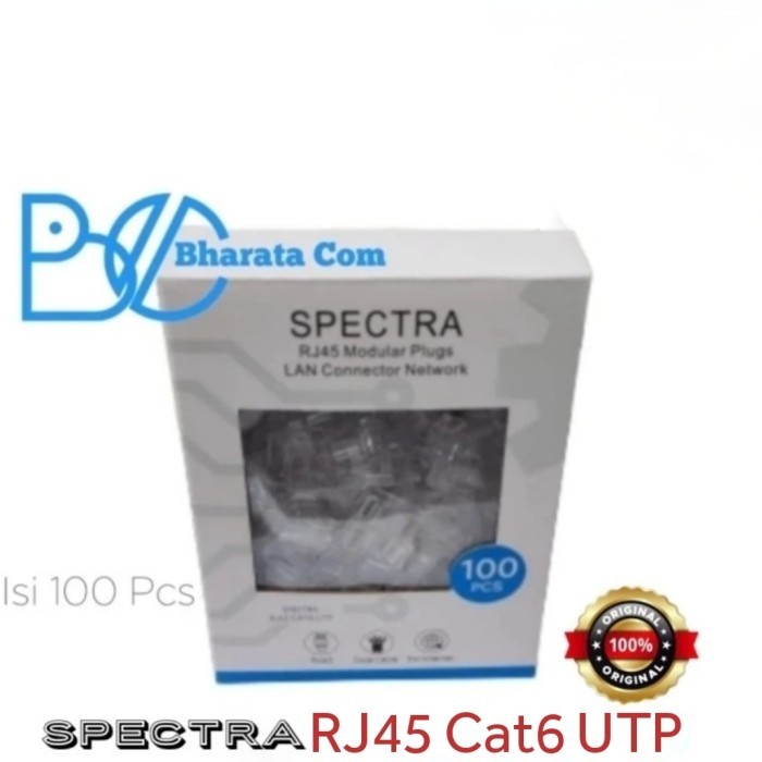 Jual Spectra Connector RJ45 Cat6 UTP Konektor RJ45 isi 100 Pcs Original ...