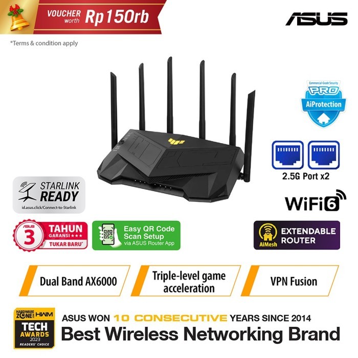 Jual ASUS TUF-AX6000 TUF Gaming AX6000 Dual Band WiFi 6 Gaming Router ...