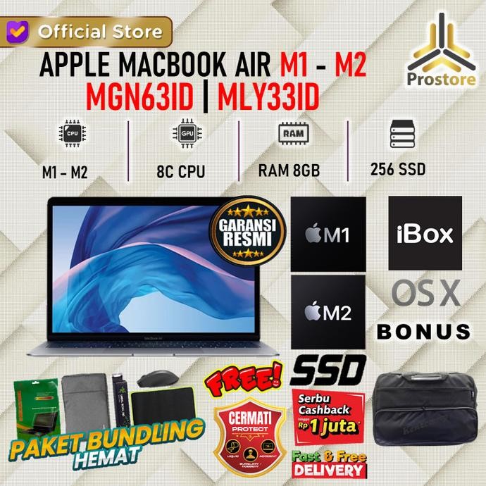 Jual Apple Macbook Air 13 M1 M2 7C 8C Gpu 8Gb 256Gb 8C Cpu Mgn63Id ...