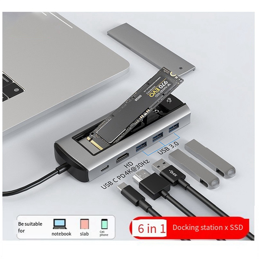 Jual 6-in-1 USB Type-C Docking Station Multi-Function Fast | Shopee ...