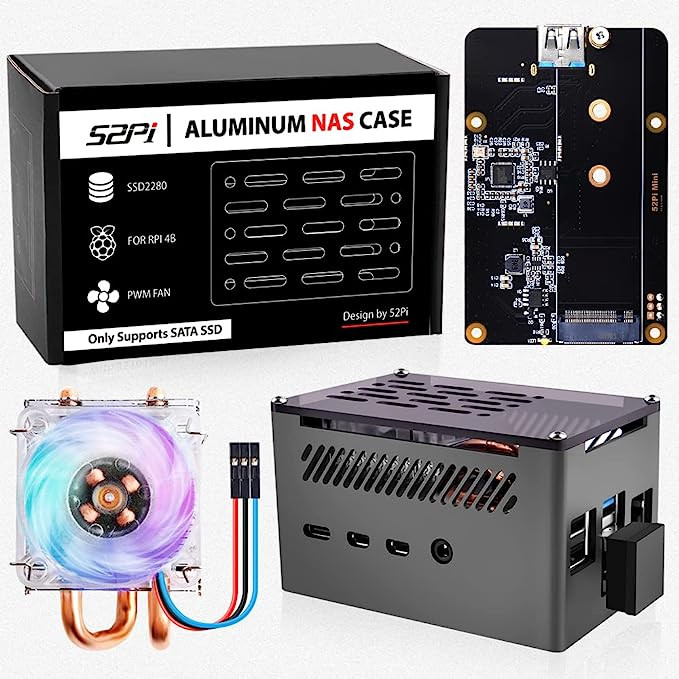 Jual Casing NAS Aluminium Raspberry Pi 4 52Pi dengan Pendingin Menara ...