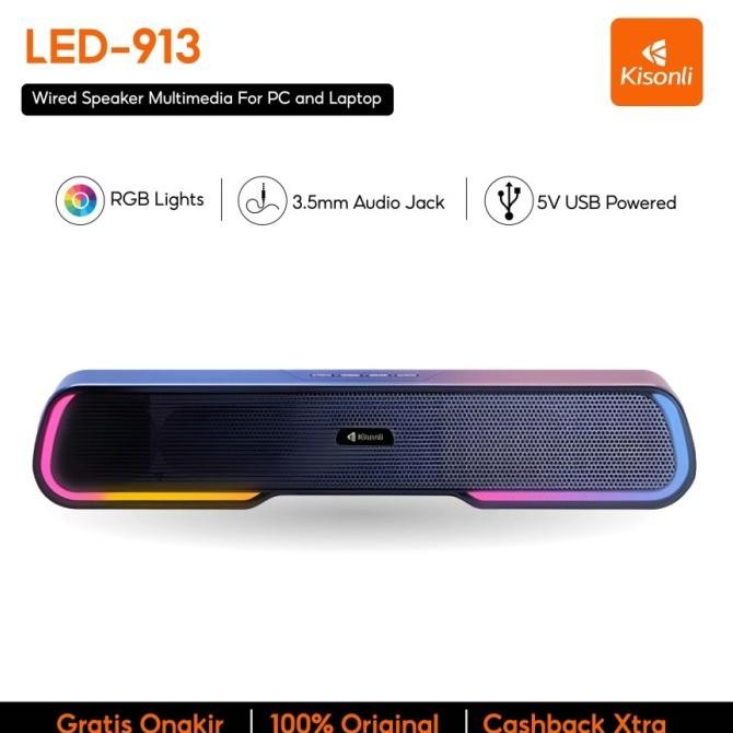 Jual NEW KISONLI Speaker Portable Bluetooth LED-913 Stereo Bass Effect ...