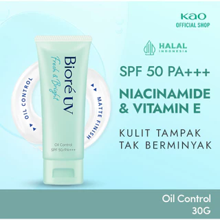 Biore UV Fresh & Bright Oil Control Skin Care Sunscreen Sun screen Sunblock Cream SPF 50 PA+++ Waterproof 30 Gr Kulit Tampak Tak Berminyak