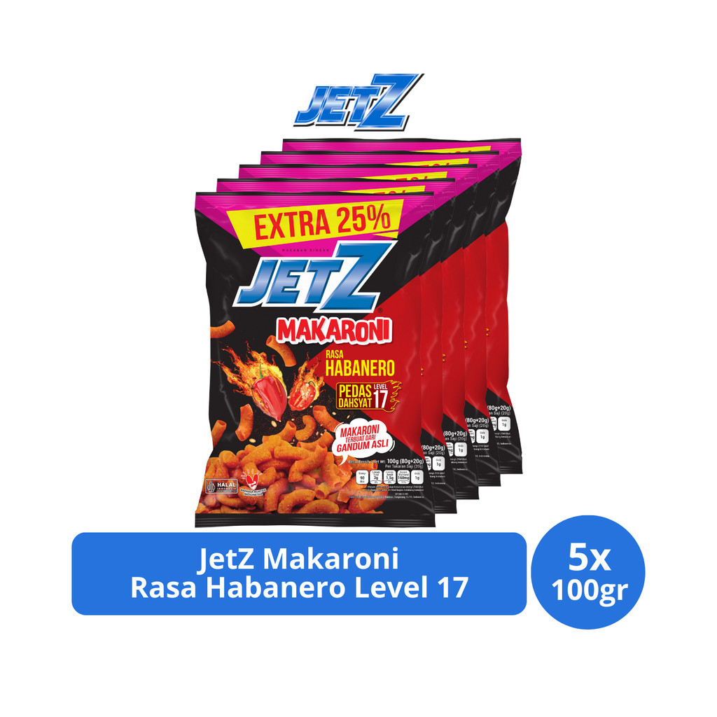 Jual JetZ Makaroni Rasa Habanero Pedas Dahsyat Level 17 100gr x 5 pcs ...
