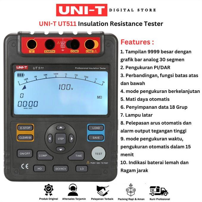 Jual Jual! Uni-T Ut511 Digital Insulation Resistance Tester - Penguji ...