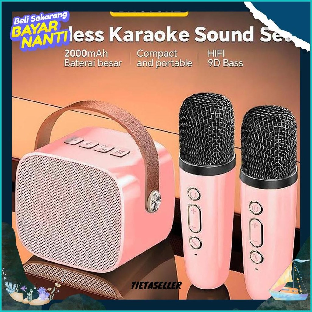 Jual Mini Speaker Bluetooth 2 Mic 1 Karaoke /Bluetooth 5.3 Mini Speaker ...