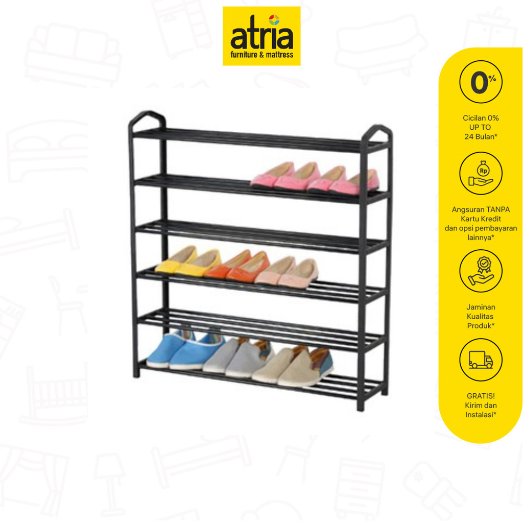 Jual Atria Rak Sepatu Minimalis Atria Shoe Rack Metal Tube 6 Layer ...