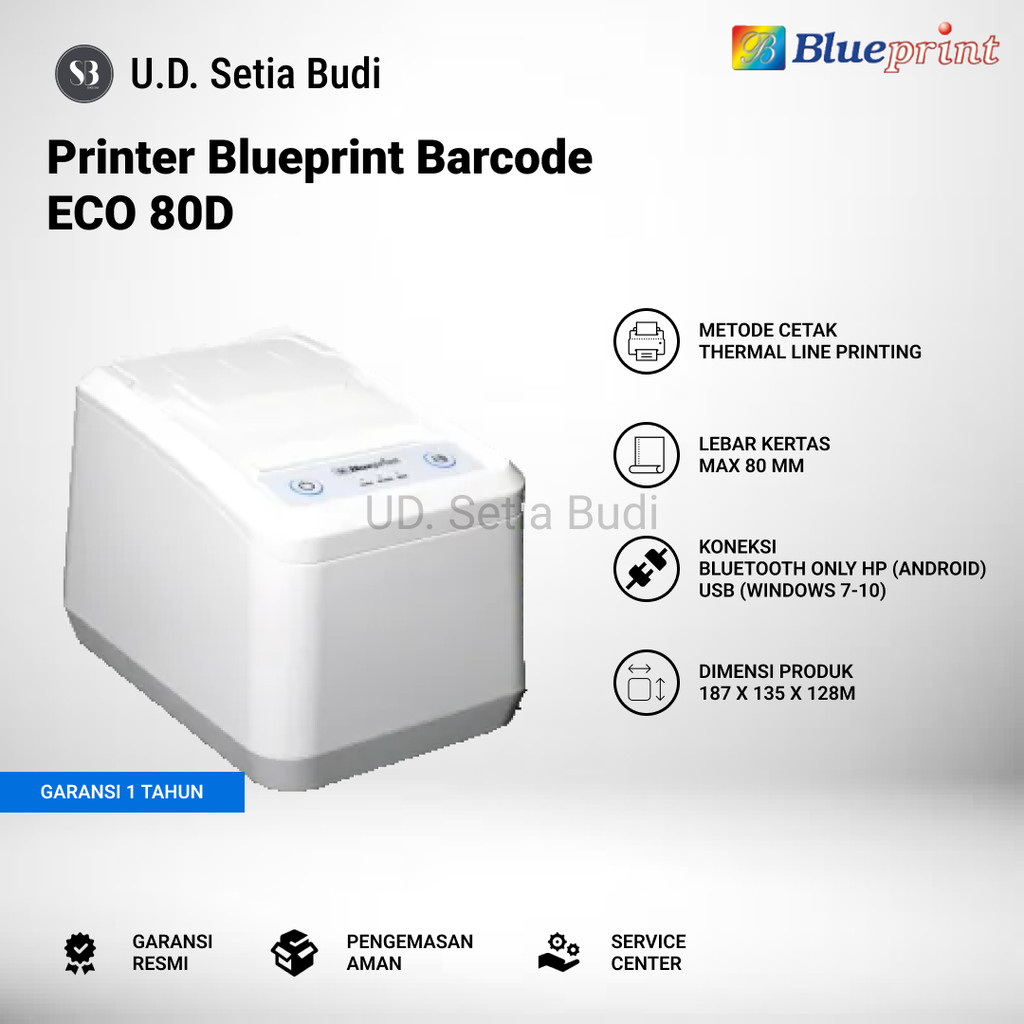 Jual Printer Thermal Dekstop 80 mm BLUEPRINT ECO80D USB + Bluetooth ...