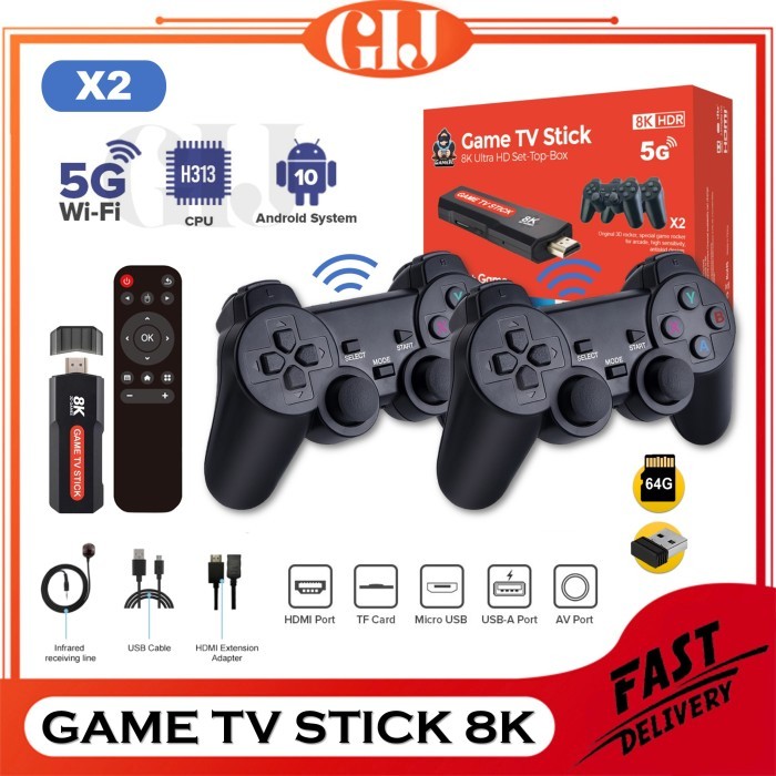 Jual Game TV Stick Console 8K Media Player Smart TV Box Android 10 2.4G ...
