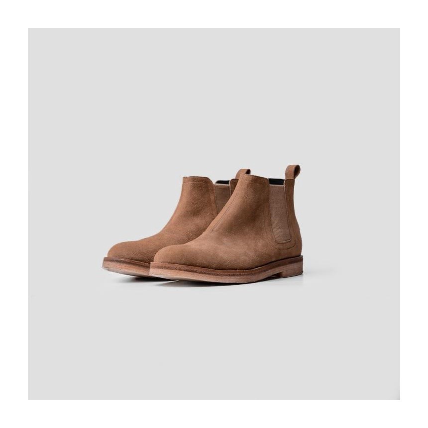 Jual Portee Goods Sepatu Kulit Boots Pria Chelsea Boots Suede Sand Coklat Shopee Indonesia