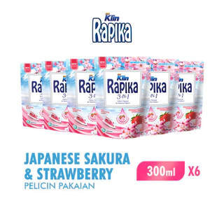Rapika Pewangi Pakaian Japanase Sakura Strawberry Pouch 300 ml x6