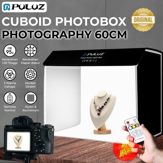 Jual NEW PULUZ Fotobox Cuboid 60cm LED Light Portable PhotoBox Studio ...