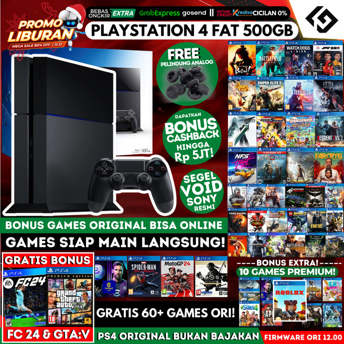 Jual PS4 Fat 500GB Original Playstation PS 4 Garansi Panjang Free Games ...