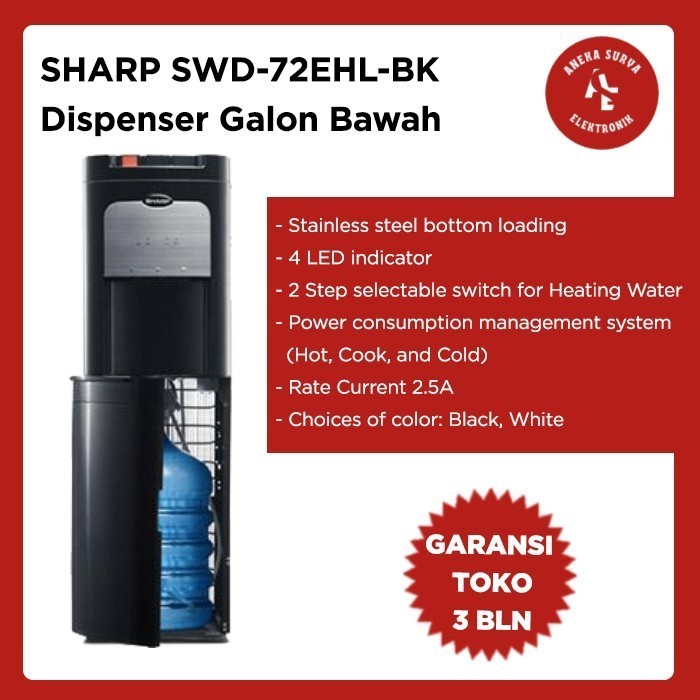 Jual SHARP SWD-72EHL-BK Dispenser Air Galon Bawah Bottom Loading ...
