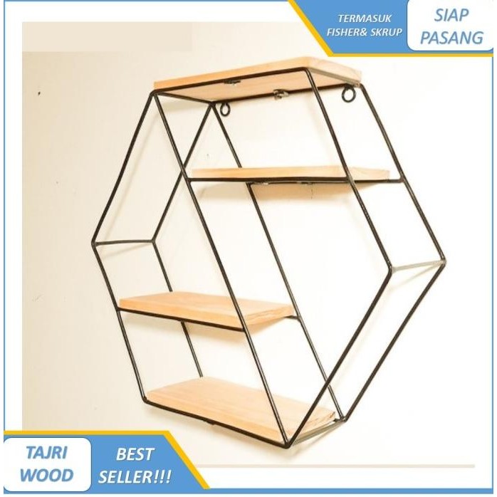 Jual RAK DINDING BESI DEKORASI BENTUK HEXAGONAL MINIMALIS MODERN ...