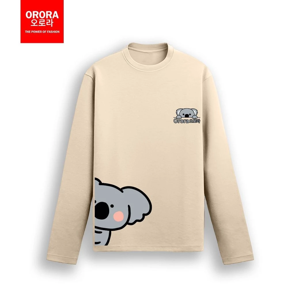 ORORA Kaos Pria Lengan Panjang Distro Korea Cute Koala - Kaos Baju Unisex Lengan Panjang KP NORK 1 - foto 1