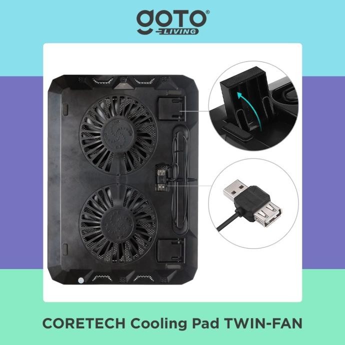 Jual Coretech Twinfan Cooling Pad Kipas Fan Pendingin Laptop Portable ...
