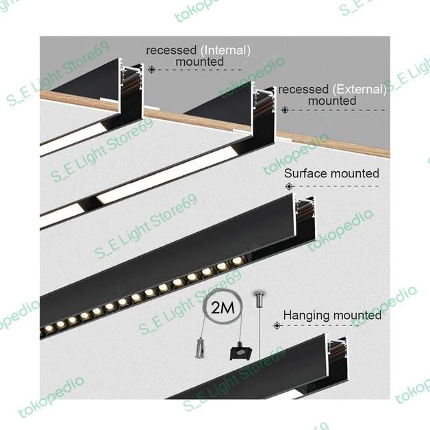 Jual LED Magnetic Track Light Rell TrackLight Magnetic Outbow Dan Inbow ...