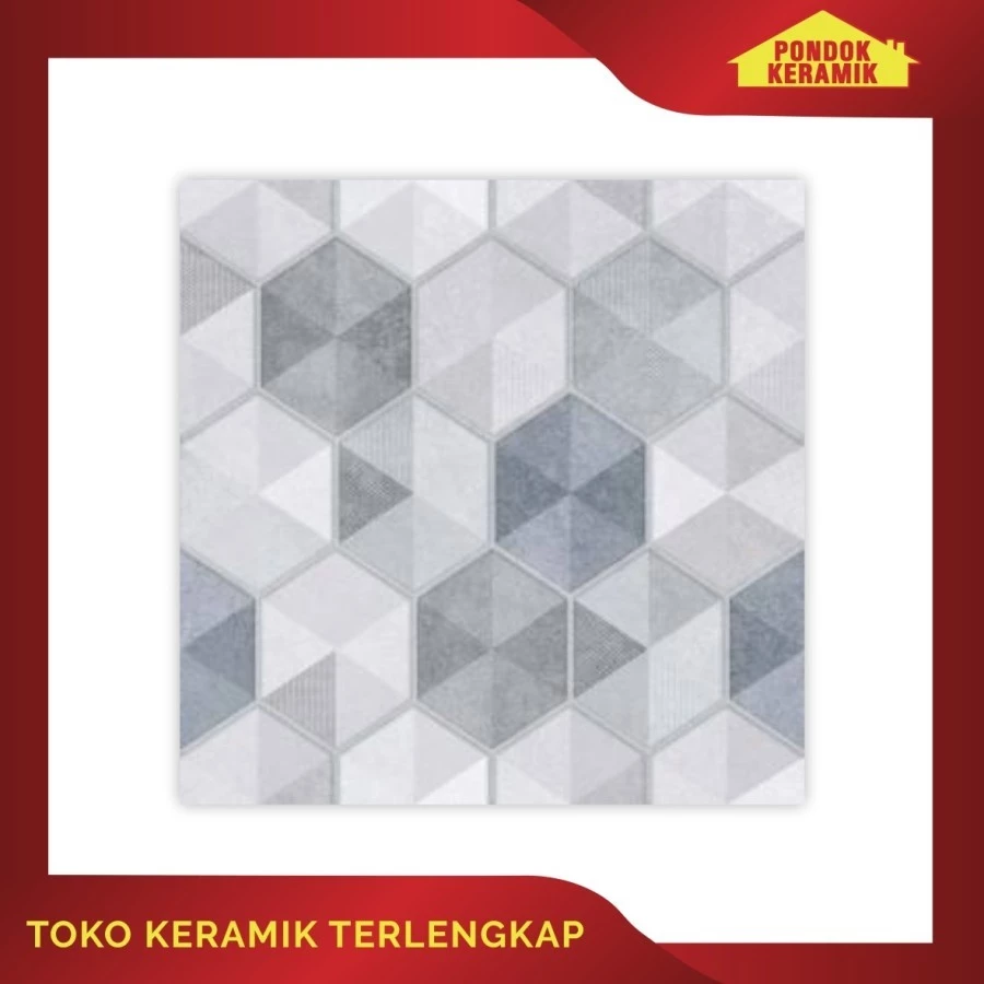 Keramik Lantai Signature 50x50 Alder Griss Keramik Hexagonal Kasar