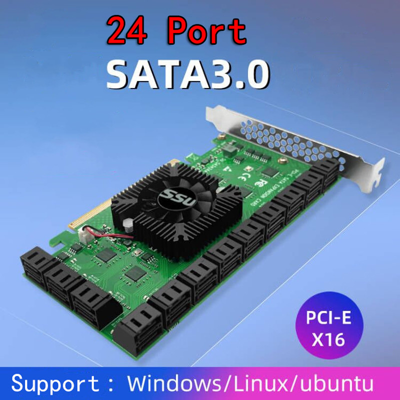 Jual Chia Mining Riser 24 Port SATA PCI Express X16 Controller SATA PCI ...