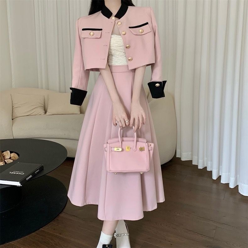 Jual French Style Pink Chanel-inspired Spring/Summer New Coat and Skirt ...