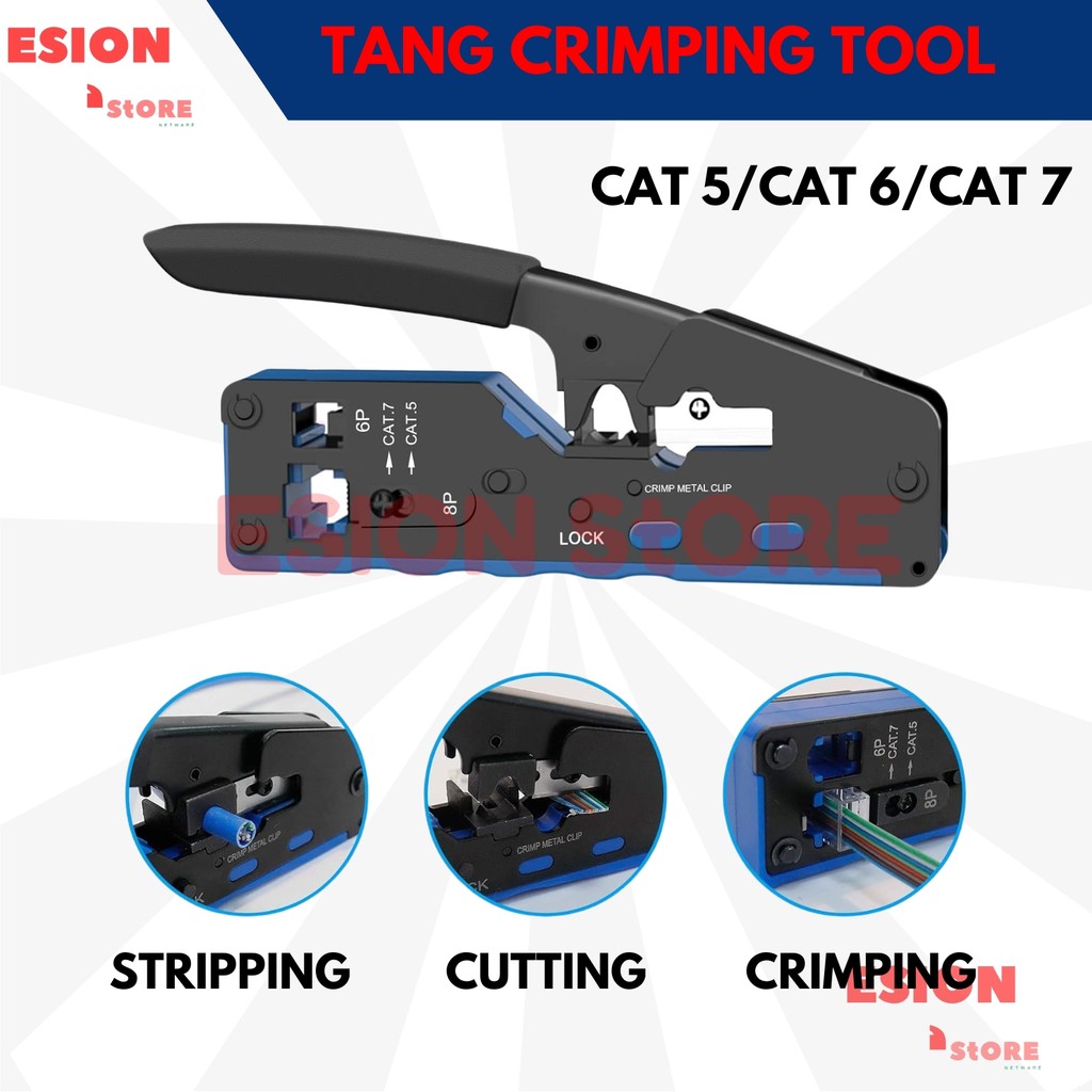 Jual Tang Crimping Tool RJ45 untuk Cat 5 Cat 6 dan Cat 7 Anti Gagal ...