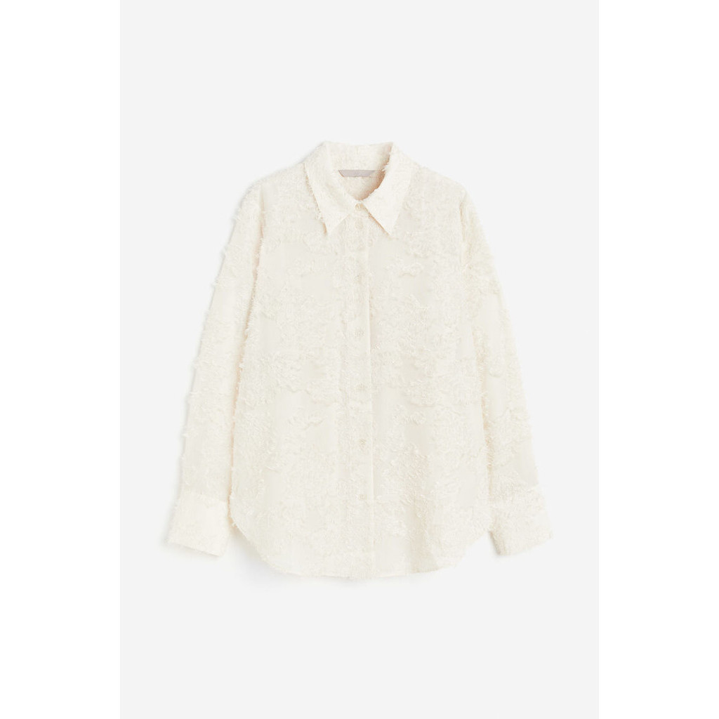 Jual H&M Wanita Textured-weave shirt 1193743_1 Shopee Indonesia
