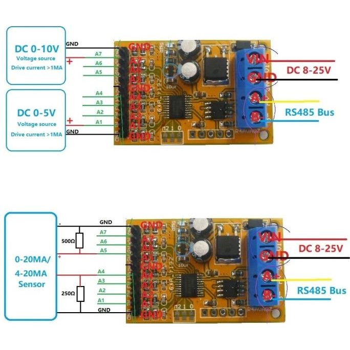 Jual ACQUISITION RS485 MODBUS RTU MODULE FOR PLC OSCILLOSCOPE ADC 4-20 ...