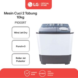 LG Mesin Cuci 2 Tabung / Twin Tub 10Kg - Roller Jet Pulsator - 3 Program Pencucian - Lapisan Anti Tikus - P1000RT