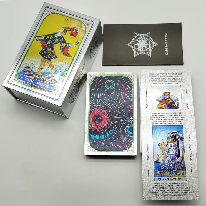Jual The Fool Silver Gold Foil Tarot Pvc 12x7cm include guide paper ...