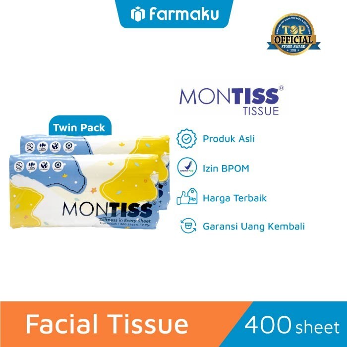 Jual Twin Pack Montiss Facial Tissue Softpack 200 Sheets 2 Ply | Shopee ...