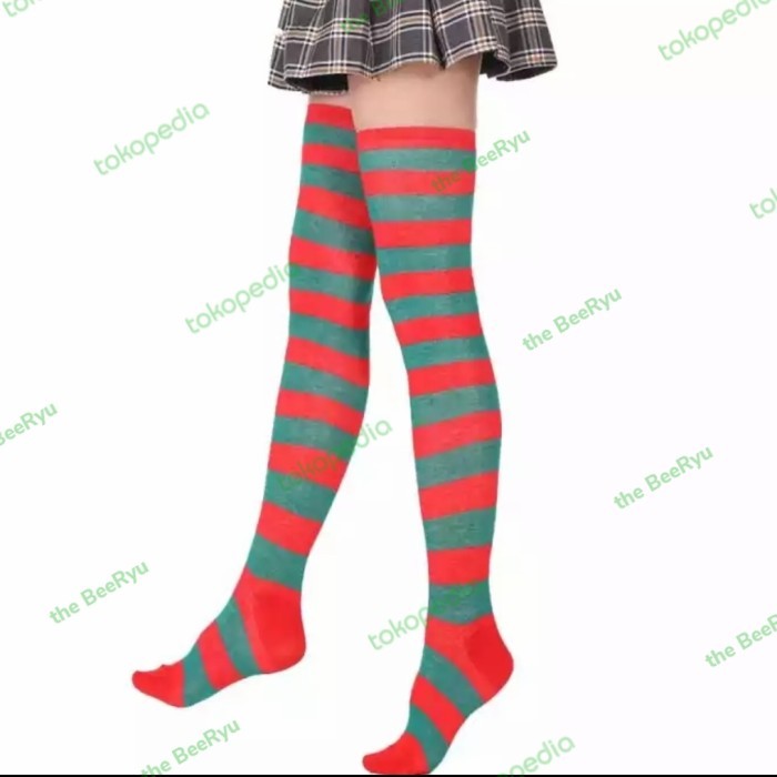 Jual Kaos Kaki Panjang Striped Sock Kaos Kaki Korea Kaos Kaki Natal Shopee Indonesia